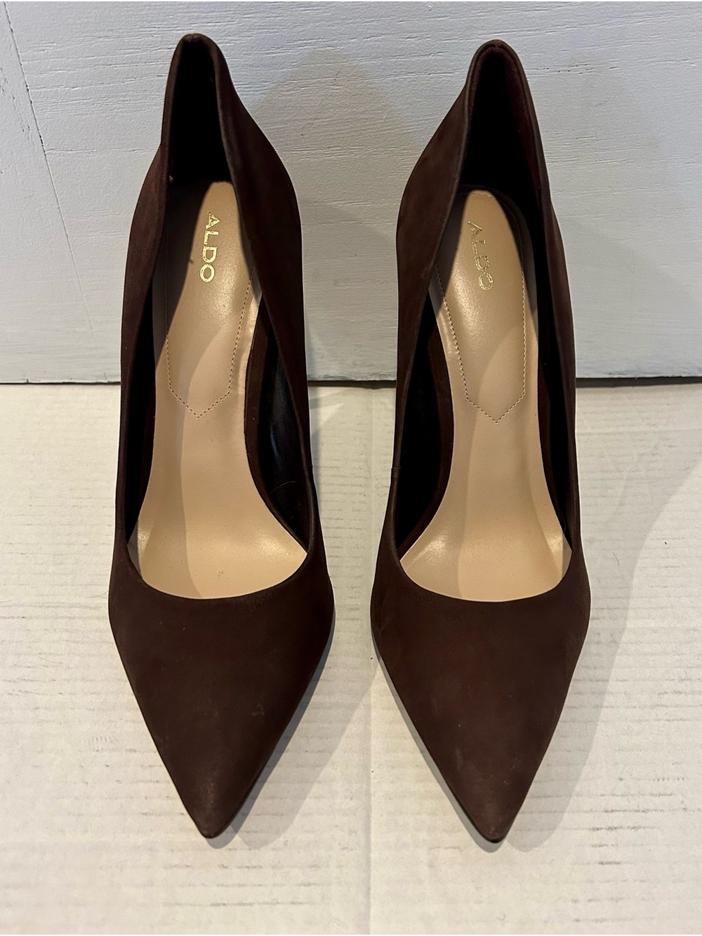 ALDO Dark Brown Pointed Toe Suede Pumps